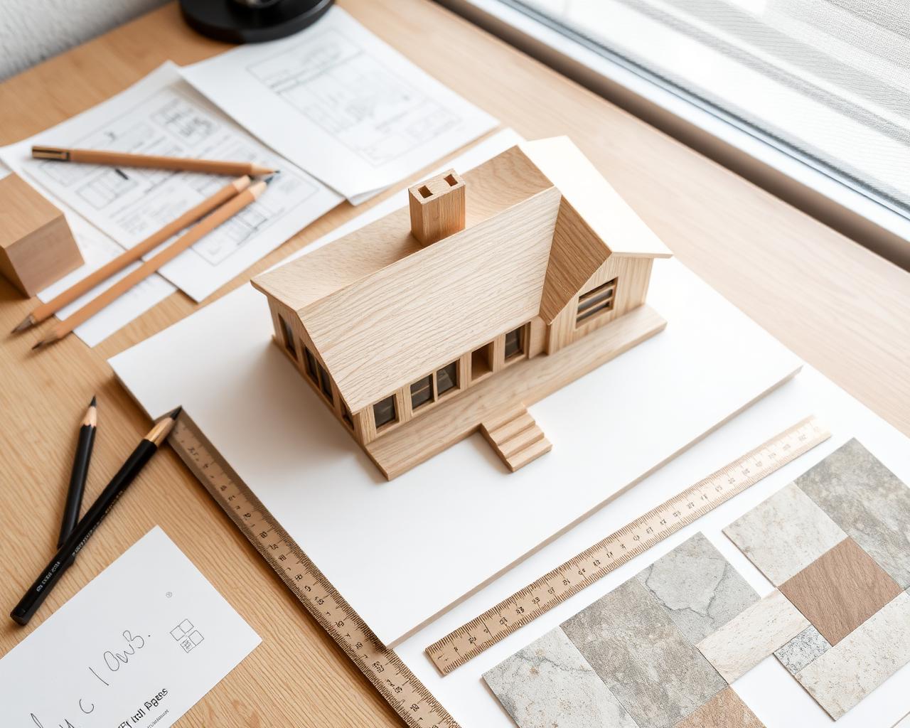 A scale model of a residential project on a North Loop drafting table