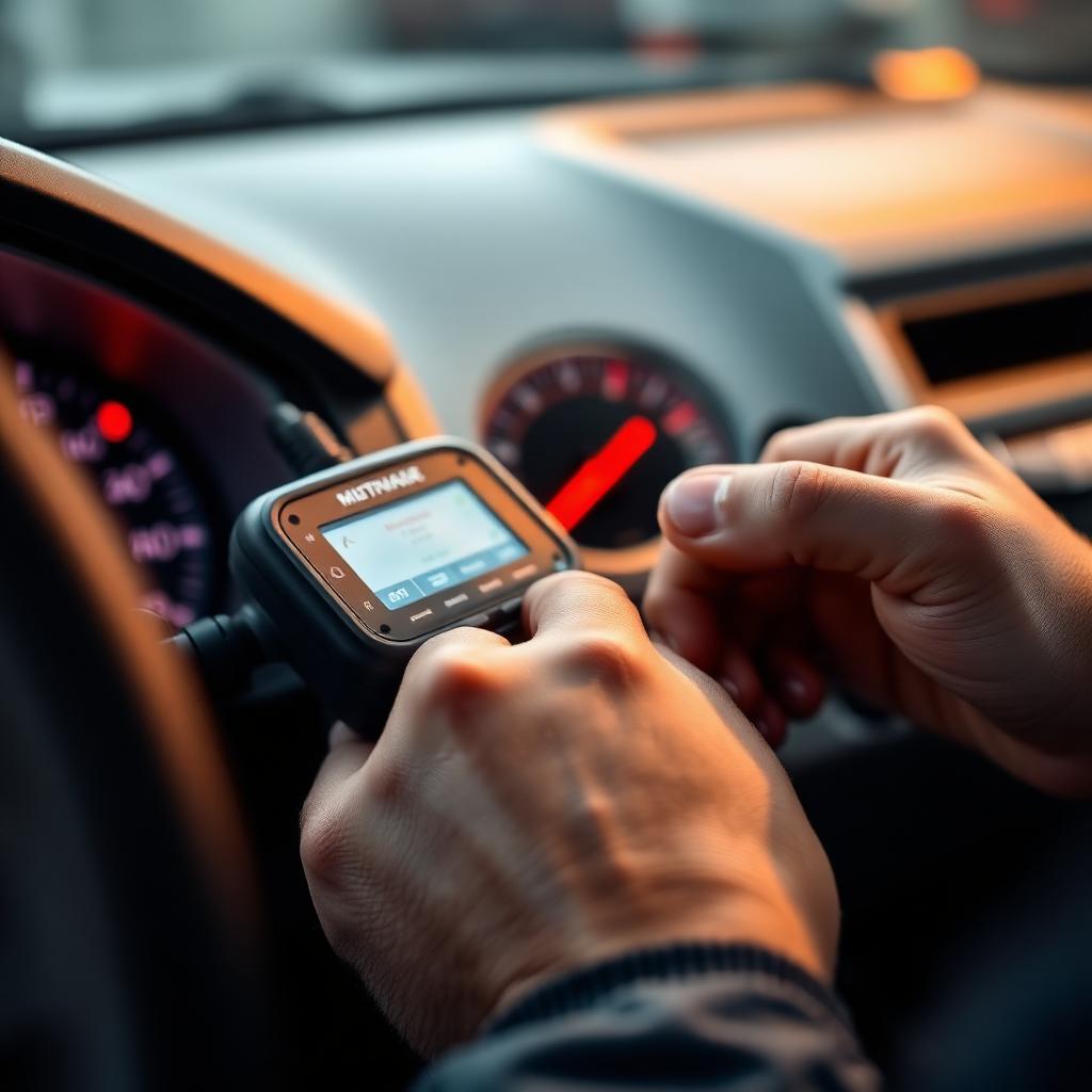 Diagnostic scanner connected to a vehicle