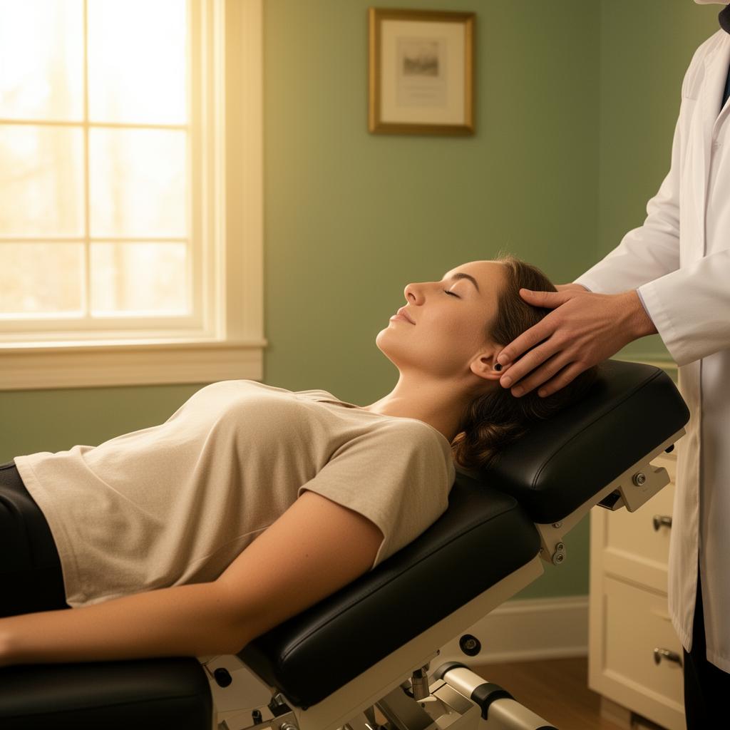 Patient receiving a gentle upper cervical adjustment