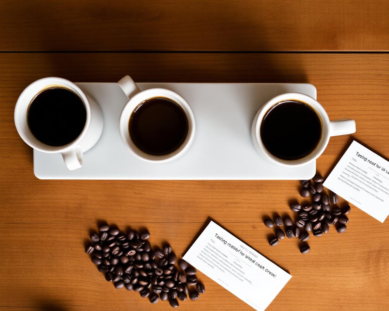 A cupping flight on a North Field tasting tray