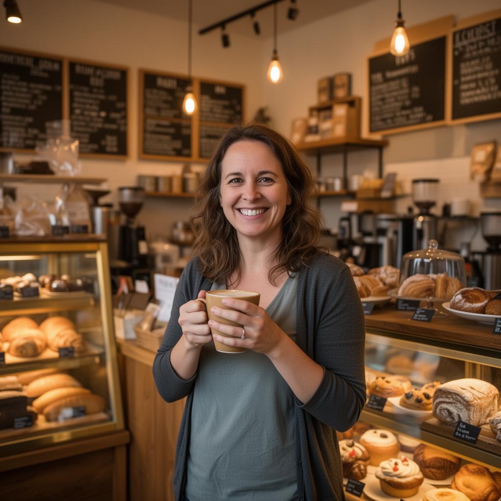 Small business owner inside her bakery
