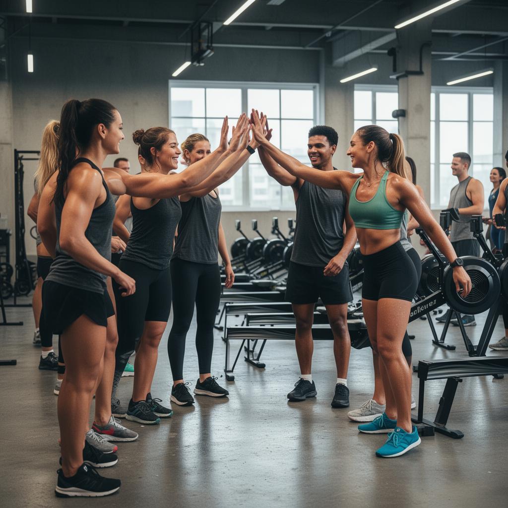 Members high-fiving after a class