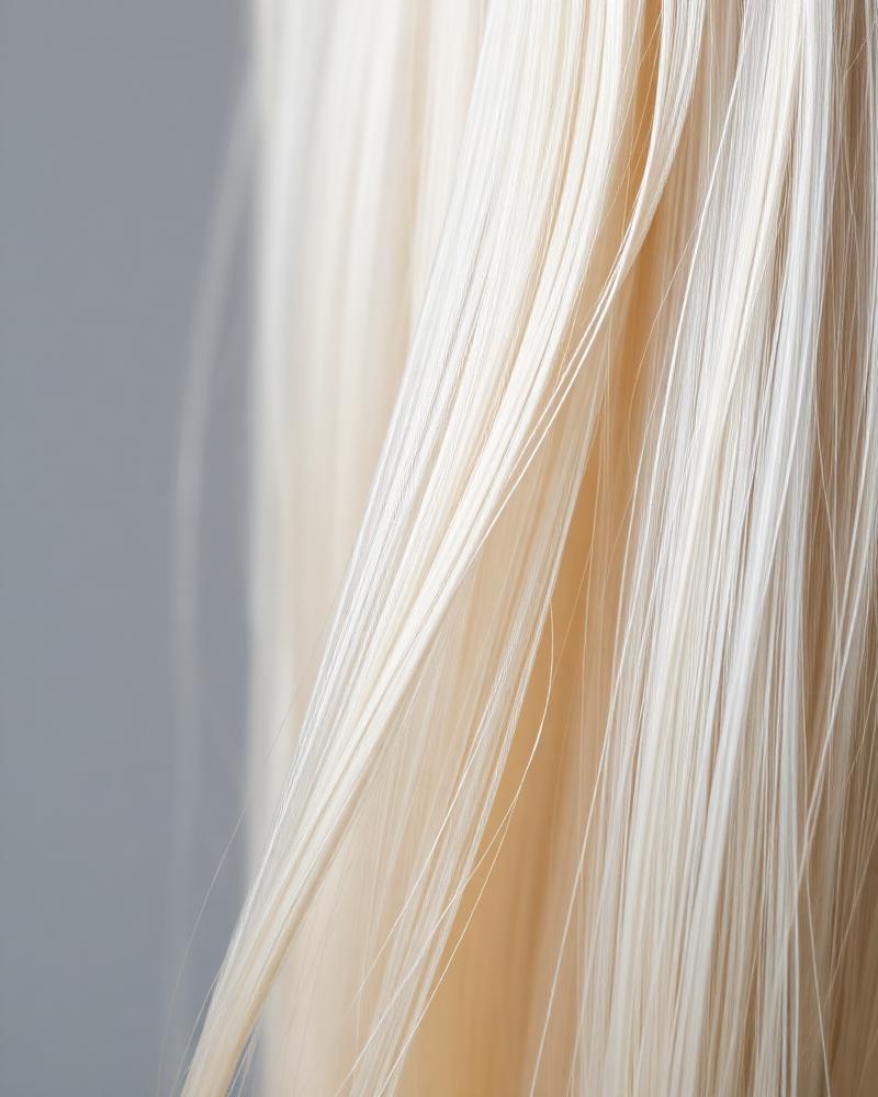 Long pale silvery blonde hair with seamless tone