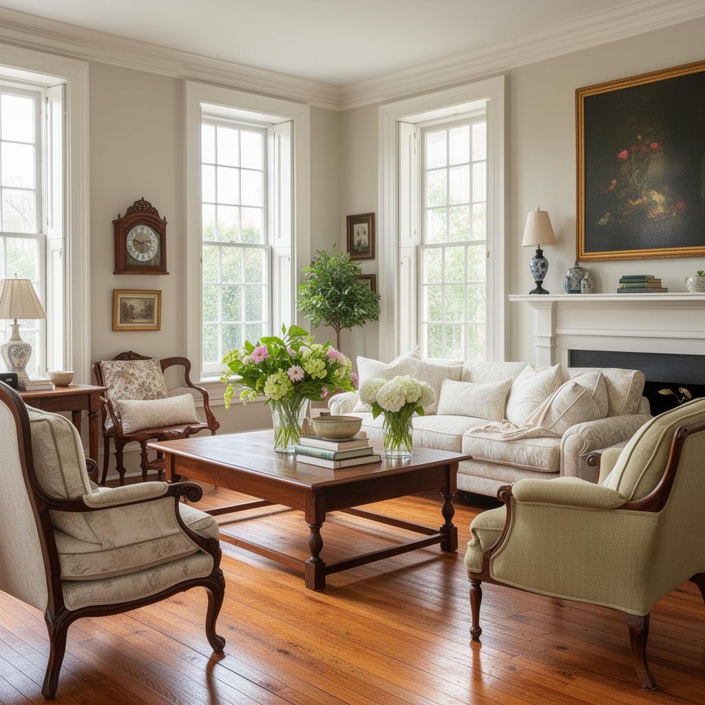Staged historic Charleston living room