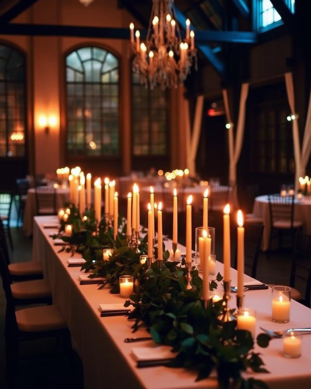 Candlelit reception venue